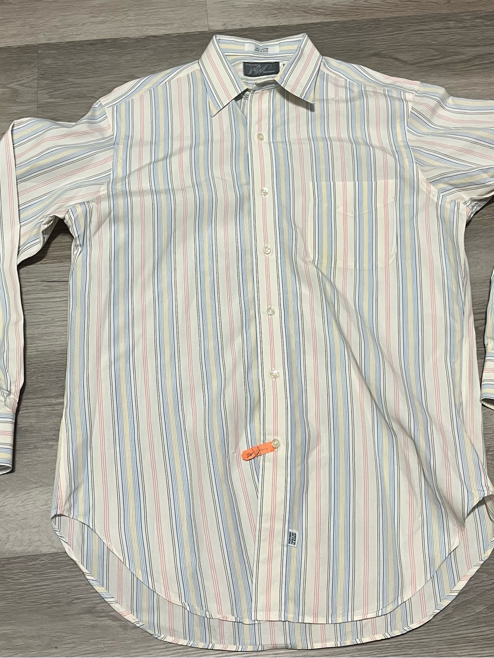 MADE IN USA Lord & Taylor Shirt Mens 15.5-33 Cream VINTAGE 100% Cotton EUC